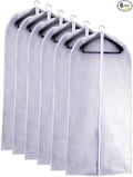 Garment Bags Covers 24''X60'' Dress Bags for Hanging Clothes (Pack of 6) with Study Full Zipper Coat Covers for Closet Clothes Storage Travel