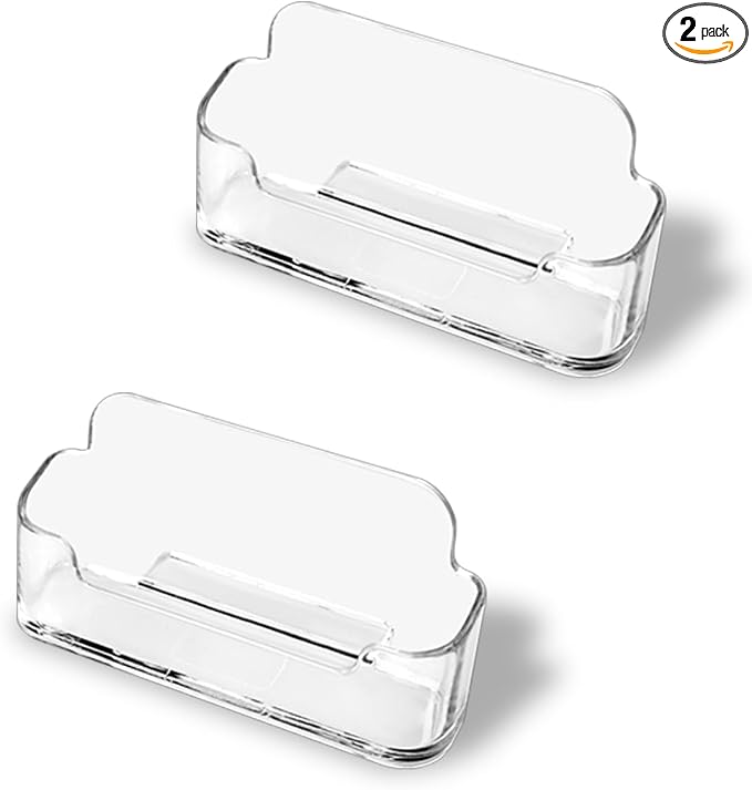 2 Pack Clear Business Card Holder for Desk, Plastic Business Card Display Desktop Acrylic Business Card Stand for Office, Exhibition Booth