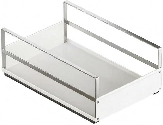 Pull out Cabinet Organizer Metal Frame Pull-out Basket Rectangular, Small White Pull-out Basket