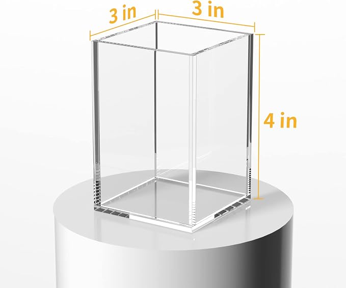 NIUBEE Acrylic Pen Holder 2 Pack,Clear Desktop Pencil Cup Stationery Organizer for Office Desk Accessory
