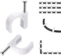 Abnii Cable Clips, 100 Pcs, 8mm, Wire Wall Clips with Steel Nails, Cable Management Organizer Clip, Cable Tacks Coax Holder Clip, RG6 RG59 CAT6 RJ45 Cable Cord Clips, White