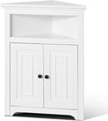 VEVOR 32" Corner Storage Cabinet, 3 Tiers Small Storage Cabinet with 2 Wooden Doors & Adjustable Shelves, Freestanding Corner Kitchen Cabinet for Living Room, Kitchen, Laundry Room, Bathroom, White