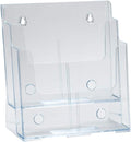 Azar Displays, 252380, Letter Size Brochure Holder, 2 Tier Literature Display, Flyer Organizer for Retail, Office Supplies Organizer, Magazine, File & Document Holder for Counter or Wall, Clear