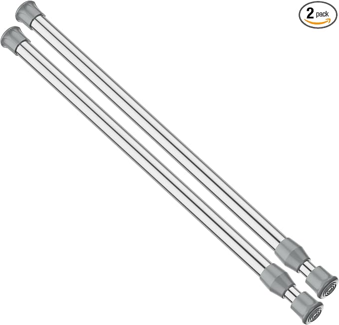 AIZESI Spring Tension Curtain Rod Short Tension Rod (Silver,17"to 28"-2Pcs)