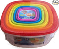 Square Food Storage Containers, 14-Piece Set, BPA Free, Airtight Lids, Dishwasher Safe