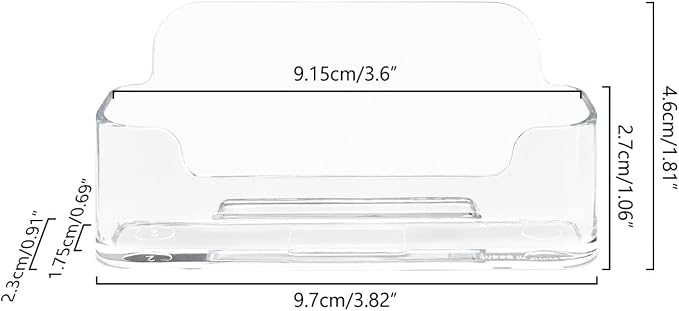 HSYMQ 4 Pack Business Card Holder for Desk, Clear Acrylic Plastic Business Cards Display Holders Stand, Fits 30-50 Business Cards