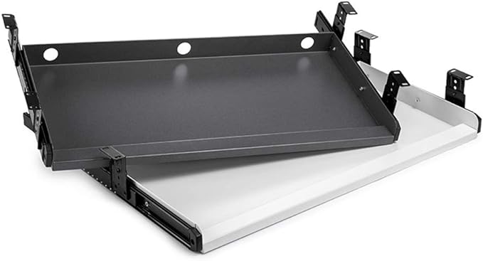 Keyboard Tray Under Desk Heavy-Duty Metal Slide-Out Platform Drawer Tray (Gray)
