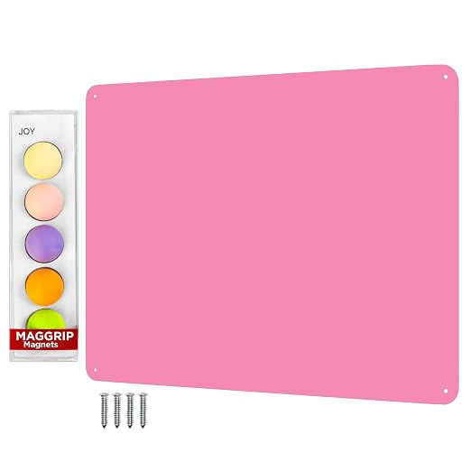 9 inches x 6.5 inches Stainless Steel Plate for Magnets, 3M Adhesive Back, Mounting Screws, Ideal for Magnetic Shelf, Spice Holders, Fridge Magnets. Mount Anywhere! (Pink, 2 Pack)
