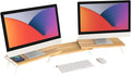 loukin Dual Monitor Stand Riser for Desk, 43.6" × 8.2" Computer Stand, Wood | Supports 22 lb, No Installation Required, Water-Resistant Surface, Fits Laptops and Printers, Ergonomic Design