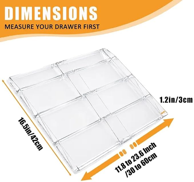 Spice Drawer Organizer,4 Tier Clear Acrylic Spice Rack for Drawer | Expandable 12" to 23", Seasoning Organizer Tray for Kitchen Drawer,Keep Spice Labels Visible and Easy to Grab,Organizer Only
