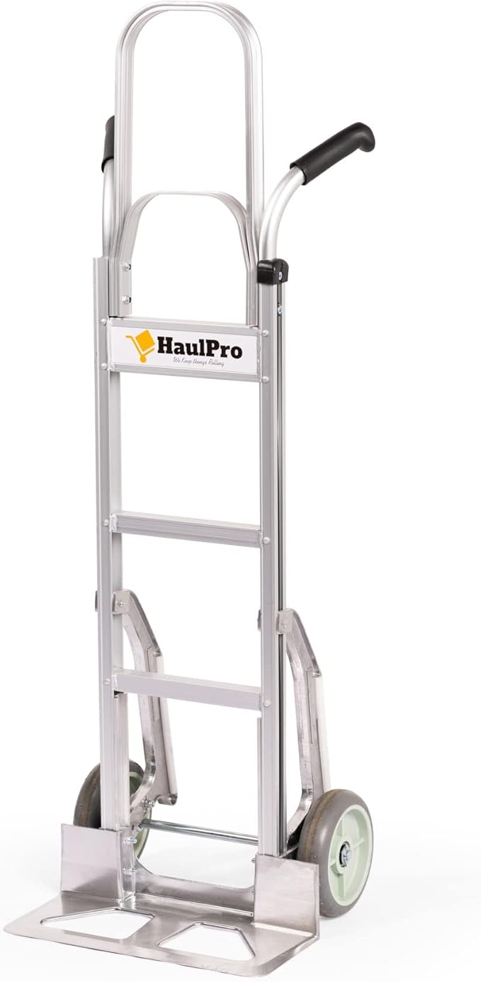 Dual Handle Stair Climbing Hand Truck, 500 lb Capacity Aluminum Dolly, 8" Puncture Resistant Wheels, Heavy Duty Appliance & Furniture Mover, 54" x 18.5" with Large Nose Plate