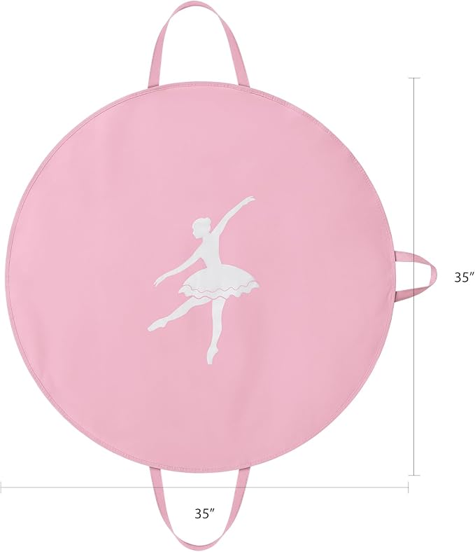 KEEGH 35 inch Girls Tutu Garment Bag Pancake Dance Bag, Pink | Foldable, with Handle Strap, Ballet Tutu Bag, Dance Costume Garment Bag for Hanging Clothes and Dance Competition