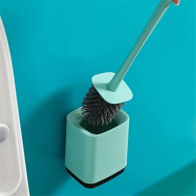 Toilet Brush 2 Pc Toilet Brush Long Handle Soft Rubber Toilet Cleaning Brush with Base Bathroom Cleaning Tool Home Bathtub Accessories Sets Bathroom Toilet Brush Holder (White) (White)