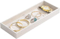 Divided Drawer Organizer Tray, Velvet Jewelry Storage Tray, Necklace Bracelet Ring Earring Display Tray,Bedside Nightstand Desk Holder Tray for Phone Watch Sunglasses Cosmetics Storage/Beige/1grid