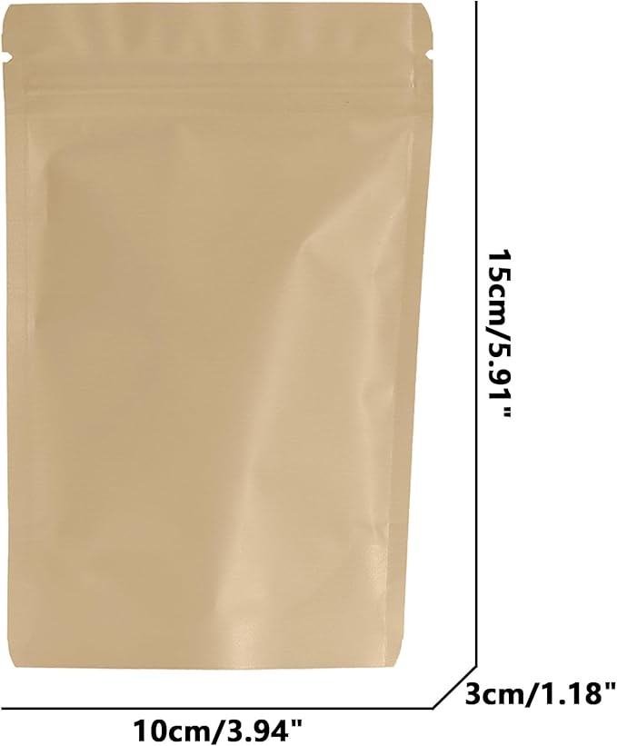 100PCS Smell Proof Resealable Pouch Bags,ULIFESTAR Aluminum Foil Flat Food Storage Bag,Sealable Pcsaging Zipper Pouches with Tear Notches for Pcsaging Lipgloss,Jewelry,etc(10*15cm/3.94*5.91",Gold)