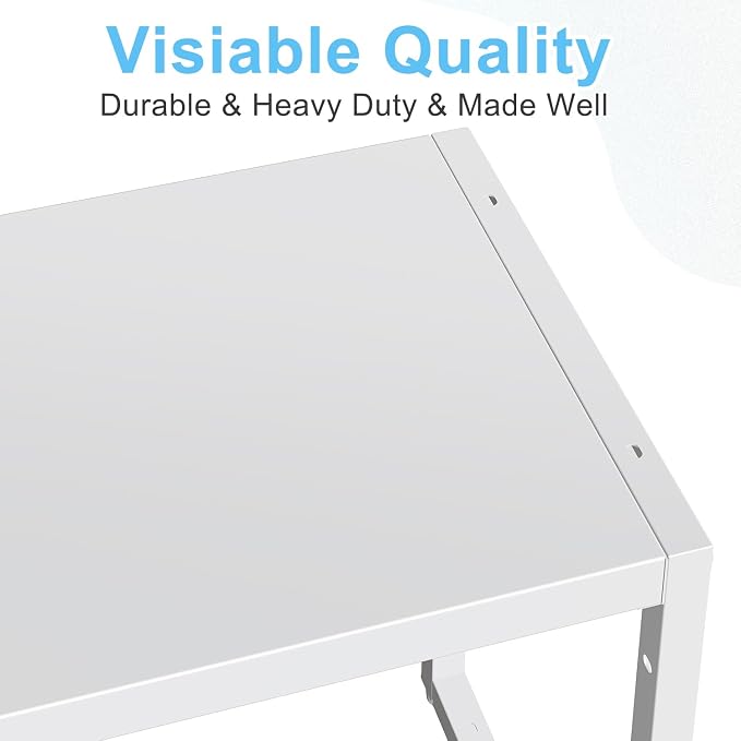 Expandable Kitchen Storage Shelves,110LBS Heavy Duty Metal Shelving Units and Storage For Small Appliance, Adjustable Stackble Storage Shelf Organizer For Kitchen Cabinet Pantry Warehouse Garage,White