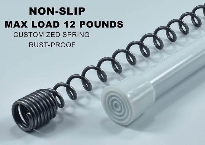 Spring Tension Curtain Rods 2 Pack, 28-48 Inch White Adjustable No Drill Pressure Rod for Windows, Thin Expandable Small Tension for Bathroom, Kitchen