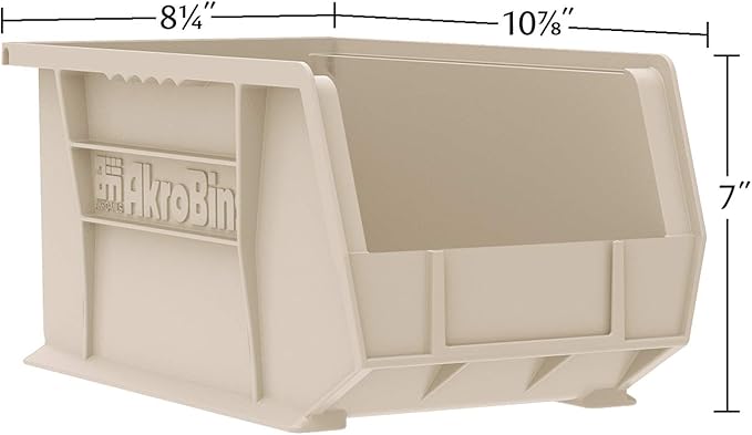 Akro-Mils 30239 AkroBins Plastic Storage Bins, Space-Saving Stackable Bins for Garage, Pantry, Craft Organization, 11-Inch x 8-Inch x 7-Inch, Green, 6-Pack