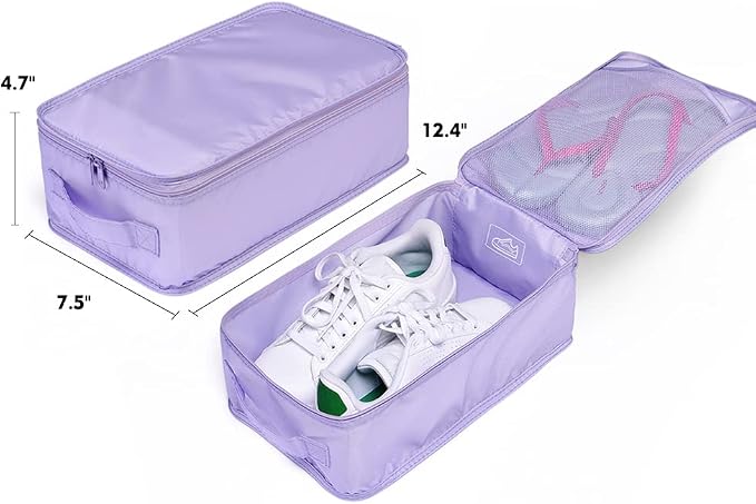 Travel Shoe Bags, Foldable Waterproof Shoe Pouches Organizer-Double Layer (6 Purple Shoe Bags)
