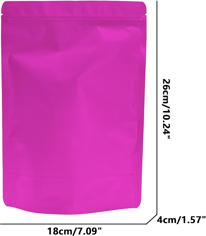 50PCS Smell Proof Resealable Pouch Bags,ULIFESTAR Aluminum Foil Flat Food Storage Bag,Sealable Pcsaging Zipper Pouches with Tear Notches for Pcsaging Lipgloss,Jewelry,etc(18*26cm/7.09*10.24",Purple)