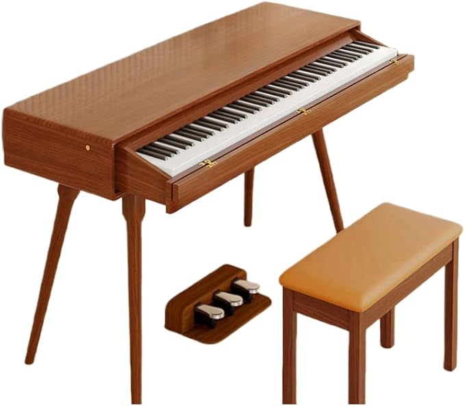 LANDTOM DD-8910 88-Key Solid Wood Drawer Digital Keyboard Piano With Stand, Multifunctional Desk Type Wooden Electric Hammer Weighted Full Size Keyboard Piano With 3-Pedal (With Stool)