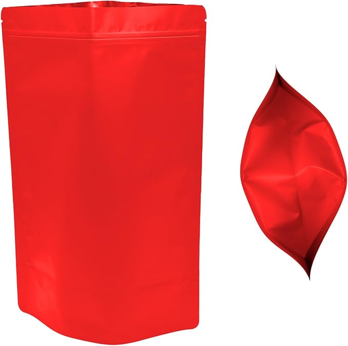 50PCS Smell Proof Resealable Pouch Bags,ULIFESTAR Aluminum Foil Flat Food Storage Bag,Sealable Pcsaging Zipper Pouches with Tear Notches for Pcsaging Lipgloss,Jewelry,etc(20 * 30cm/7.87 * 11.81",Red)