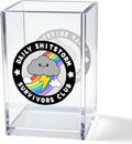 Daily Sh!tstorm Survivors Club Acrylic Cosmetic Pencil Pen Holder Cup, Funny Rainbow Storm Cloud Desk Organizer Accessory for Home Office Decor, Humor Sarcastic Work Gifts for Women Men Coworker