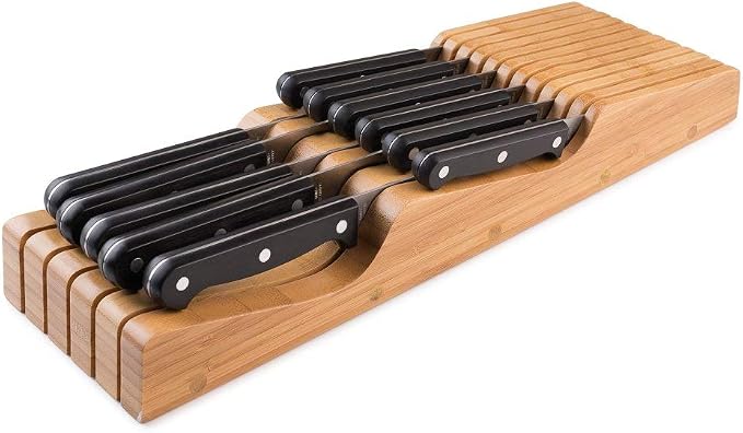 Bellemain 100% Pure Bamboo Knife Drawer Organizer, Knife Block - 16 Slots