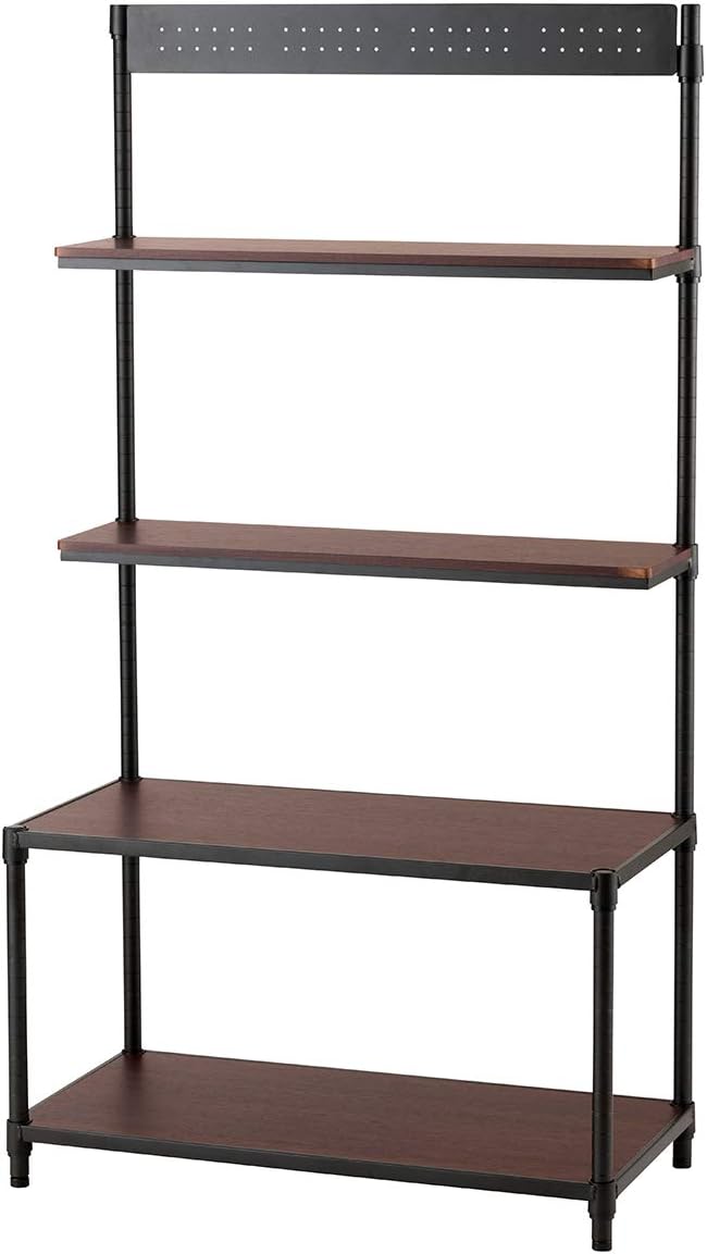Doshisha NO8015-4W Luminous Steel Rack, Black, Wall Storage, Slim, Width 31.5 inches (80 cm), Noir Series, Cupboard, Clothes Storage