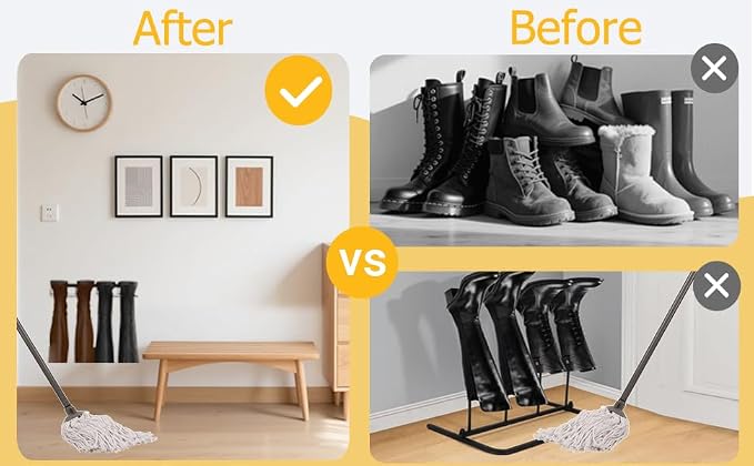 8 Pair Boot Rack Wall Mount for Entryway Garage Mudroom Closet Indoor Outdoor - Wader Hangers for Drying Fishing Rain Hiking Tall Cowboy Boots - Boot Hanger Holder for Storage Organizer