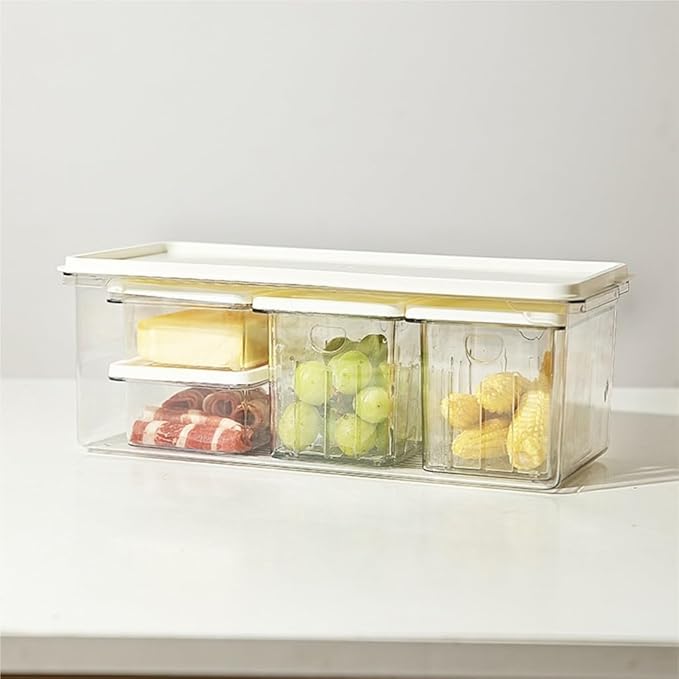 Food Storage Container Refrigerator Fresh-Keeping Storage Box Sealed Frozen Box Storage Household Portable Sub-Package Box Kitchen Refrigerator Food Organizer (Color : Clear, Size : A)