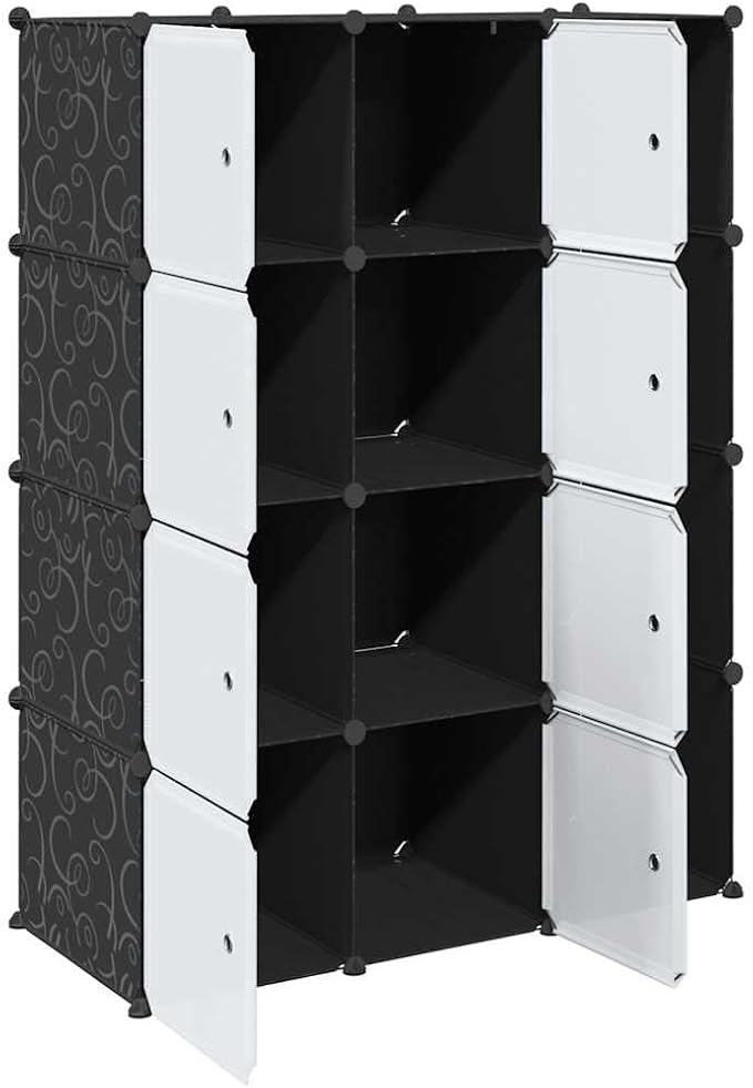 vidaXL Modular Cabinet Black and White Plastic and Chromed Steel