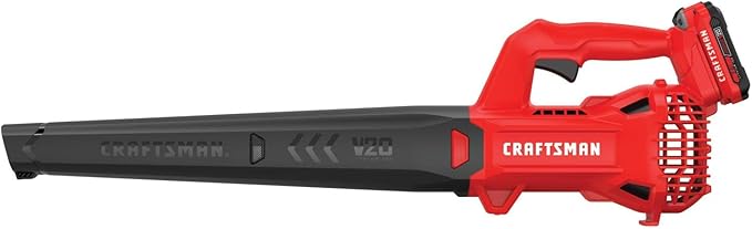 CRAFTSMAN 20V MAX Cordless Leaf Blower with Battery and Charger, Hard Surface Electric Leaf Blower,Powerful up to 90 MPH, Red (CMCBL710D1)