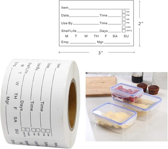 Hcode 2 x 3'' Self-Adhesive Removable Freezer Food Labels- Easy Clean Leaves No Residue- Cooler Food Storage Freezer Stickers Plastic Paper Perfect for Reusable Containers 300 Stickers (2x3 Fill in)
