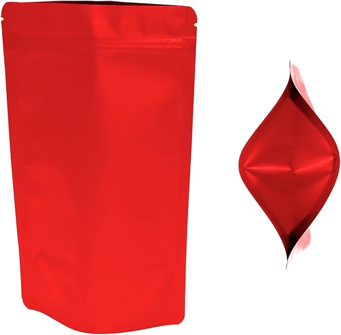 100PCS Smell Proof Resealable Pouch Bags,ULIFESTAR Aluminum Foil Flat Food Storage Bag,Sealable Pcsaging Zipper Pouches with Tear Notches for Pcsaging Lipgloss,Jewelry,etc(12 * 20cm/4.72 * 7.87",Red)