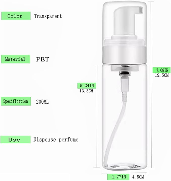 Foam Bottle Dispenser,2pcs 200ml/7OZ Foaming Pump Bottle Foam Soap Bottle Dispenser Transparent Empty Spray Bottles Foaming Hand Soap Dispenser Bottles Refillable Soap Dispenser