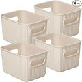 Superio Eco-Friendly Decorative Plastic Basket Open Home Storage Bins Organizer Baskets, Small (4 Pack) Container Boxes for Organizing Closet Storage Bins for Shelves Drawer Shelf 1.5 Liter