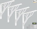 Rustic Tree White Heavy Duty Shelf Brackets 10 inch by Balin Designs, Decorative L Brackets, Iron Metal Floating Shelf Bracket, Wall Mount Shelving Bracket, Included Hardware, Set of 4