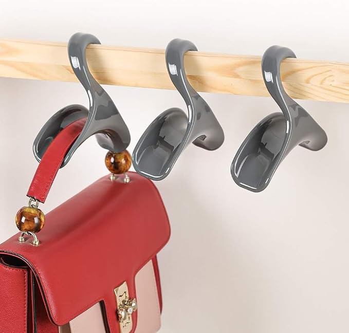 Purse Hanger for Closet Rod - Handbag Storage Organizer - Acrylic Hangers for Hanging Purses, Backpacks, Satchels, Crossovers, Totes (4 Pack)
