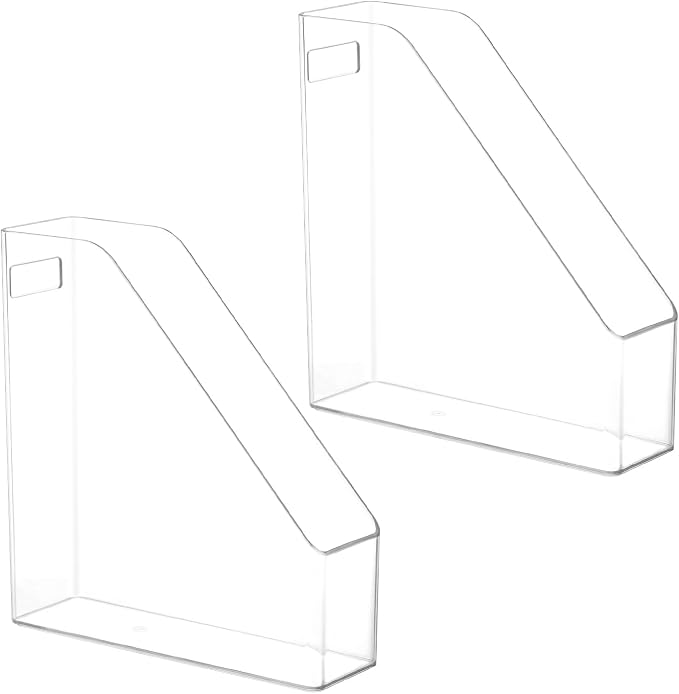 QWORK Clear Acrylic Magazine File Holder, 2 Pcs, 10.24” X 9.45” X 3.54”, Reliable and Sturdy
