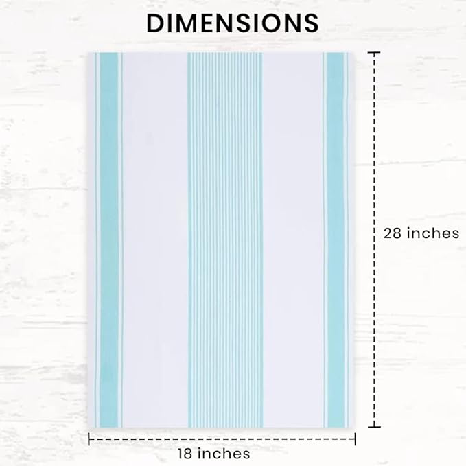 Stripe Kitchen Towels Decor Hanging Loop Dish Towels Boho Stripe Absorbent Festive Gift Set of 6 Pantry Kitchen Reversible 18x28 in Dish Towels|Vintage Farmhouse Style|Turquoise