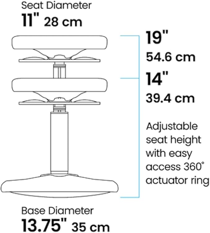 KORE Design Adjustable Wobble Stool Chair, Girls + Boys Kid Desk Stools, Ergonomic Small Office Chairs, Flexible Seating for Active Kids, ADD/ADHD, Classroom, Home, Age 8-12, Tall (16.5-24in), Teal