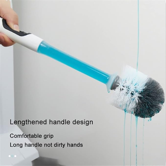 Toilet Brush Durable Cleaning Brush Perforated Wall-Mounted Spray Toilet Brush Dead Corner Long Handle Toilet Cleaning Brush for Home Bathroom Toilet Brush Holder (Blue) (Blue)