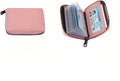 Genuine Leather Credit Card Holder, Wallet Case, Bank Card Case, RFID Blocking Secure Card Case, ID Case, Organizer Zipper Wallet 1 Pcs - Pink
