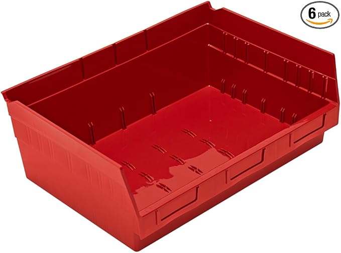 QUANTUM STORAGE SYSTEMS QSB218RD STORE-MORE Part Organizer Red Bins 12" L x 17" W x 6" H 6 Pack