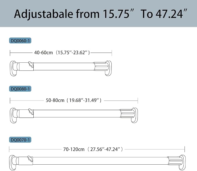 Hershii Closet Rod, Expandable Window Shower Curtain Tension Rod | Oval Head Clothes Hanging Bar Rail for Closet Wardrobe, No Drilling, 25.4mm Pipe Diameter