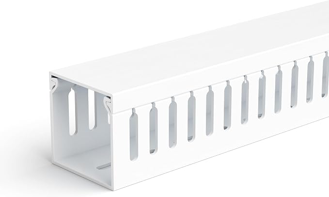ZhiYo 2"H x 2"W Cable Raceway, 6ft Under Desk Wire Management Channel White | Slotted Wire Duct, 2 Pack (3 ft Each), Heavy-Duty PVC Cable Management for Server Racks, Network Cables & Electrical Cabinets