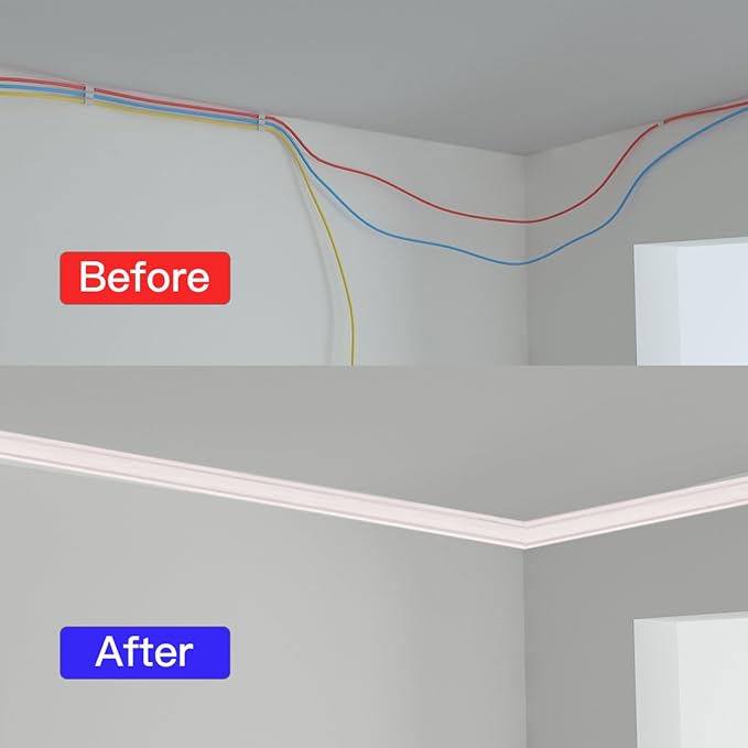 Corner Cable Hider, 157in Cable Concealer, Paintable Cord Cover for Wall, Corner Cable Management Kit, Wire Raceway for Floor Baseboard, Ceiling, 10XL15.7in, White