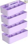 -Large Portable Caddy, DIY Dividers, 8 Compartments, Portable Basket with Handle Storage Organizer Modern Made in USA (4 PACK, Lavender)
