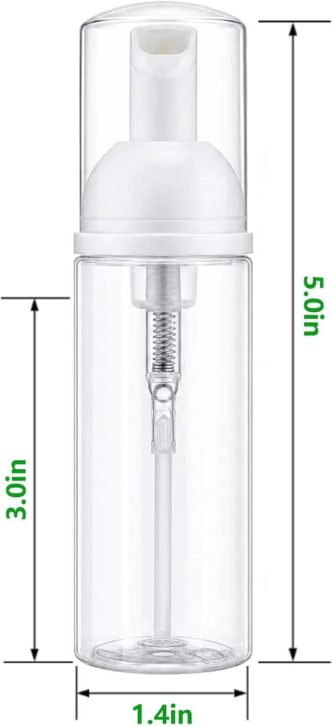 12 Pcs Empty Bottle Travel Soap Bottle | Plastic Foam Dispenser Bottle | Mini Foaming Soap Pump Dispenser for Cleaning, Travel, Cosmetics Packaging (2 oz)